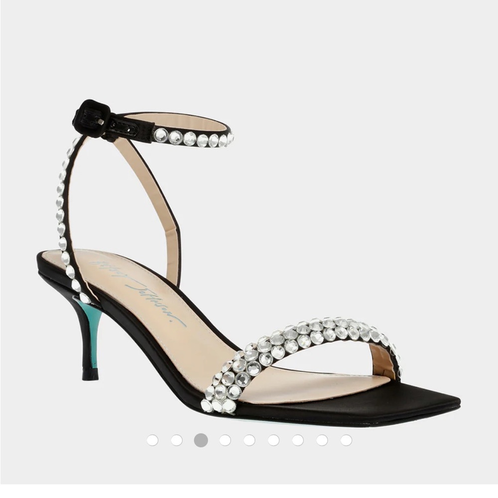 NEWBetsey Johnson Stone Black & Silver Heels with Rhinestone Embellishments